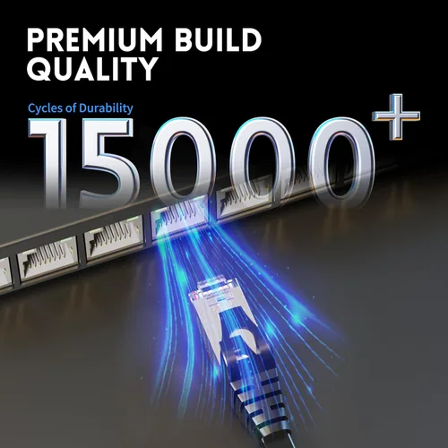 Vista 4 de Cable blindado Cat 7 para conexión de Ethernet (cable de la más alta velocidad), plano, tiene un conector RJ45 a prueba de enganche, para módem
