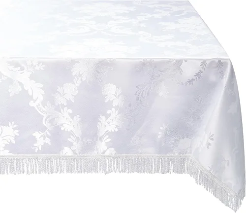 Vista 12 de Violet Linen Majestic Damask - Mantel con diseño de damasco, color beige, 54 x 72 pulgadas, rectangular