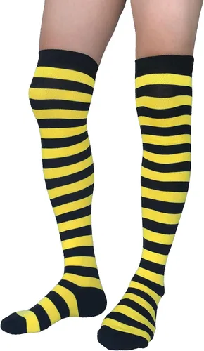 Vista 6 de spomei Women Striped Thigh High Stockings, Cotton Over Knee Tube Long Stocks For CosplayGothChristmas Party LW-3