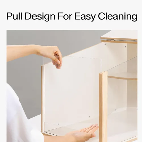 Vista 4 de Dxcaicc Escondite de hámster de madera con tragaluz grande abatible pequeño castillo para mascotas con ventana de acrílico transparente, casa