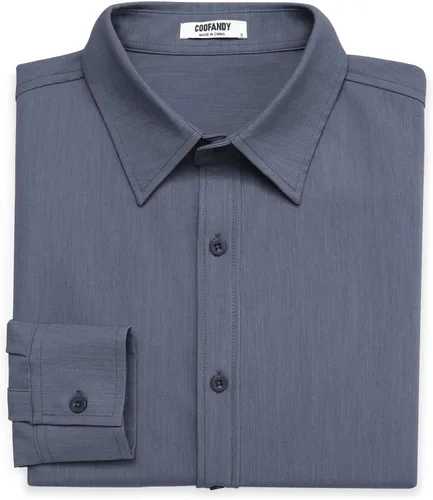 Vista 48 de COOFANDY Camisa de vestir casual de mezclilla con botones y manga larga para hombre