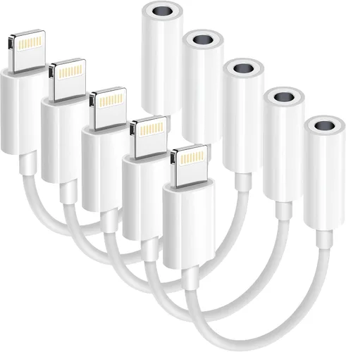 Vista 13 de Paquete de 1 adaptador Lightning a conector de auriculares de 0.138 in con certificación MFi de Apple para iPhone, adaptador auxiliar para iPhone