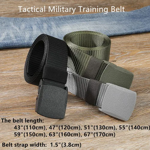 Vista 2 de Cinturón para hombre, cinturón táctico militar de nailon con hebilla sin metal, paquete de 2