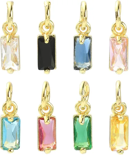 Vista 40 de Ipotkitt - 20 piezas de dijes de cobre con circonita cúbica micropavé en forma de flor con anillo de salto, dijes con forma de planta y flor