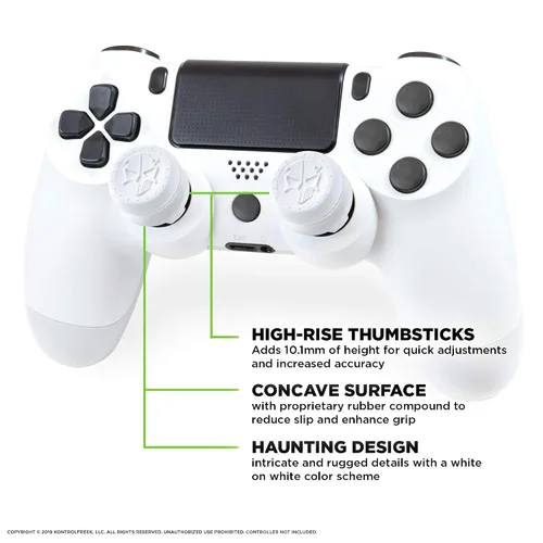 Vista 2 de KontrolFreek FPS Freek Phantom for PlayStation 4 (PS4) and PlayStation 5 (PS5) Performance Thumbsticks 2 High-Rise Concave White