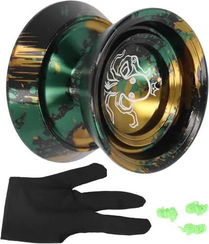 Vista 6 de Yoyo que no responde, Yoyo de metal para adultos jugadores avanzados de Yoyo, Yoyo profesional con 3 guantes de cuerdas Yoyo, bola Yoyo para niños