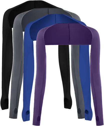 Vista 14 de 4 piezas de protección UV, chal de sol, manga de enfriamiento para brazo con orificio para el pulgar para mujeres y hombres, ciclismo, conducción