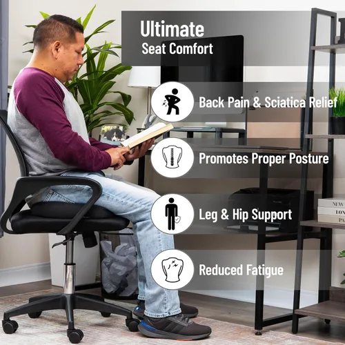 Vista 2 de Mind Reader Cojín de asiento de espuma viscoelástica con tecnología Air-Cloud, ciática, alivio del dolor de coxis y cadera, oficina, espuma