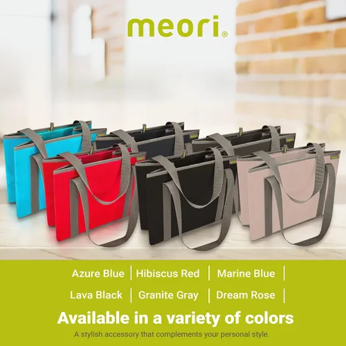 Vista 8 de meori Market Marine Blue - Bolsa de asas reutilizable plegable grande con asas para compras, picnic, viaje por carretera, mandados, cesta