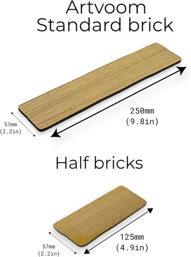 Vista 3 de Paneles de pared de ladrillo, panel de pared de madera, patrón geométrico de ladrillo, bloques de construcción de madera, pared de ladrillo despegar