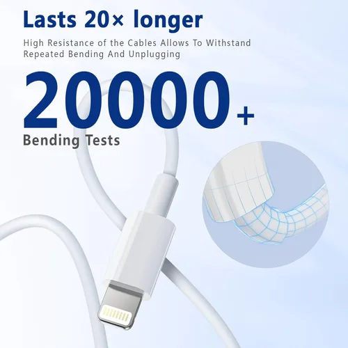Vista 2 de Cable USB C a Lightning de 3 pies [certificado Apple MFi] Cargador rápido para iPhone tipo C a Lightning para iPhone 14 13 12 11 Pro Max Xr Xs 8 7 6