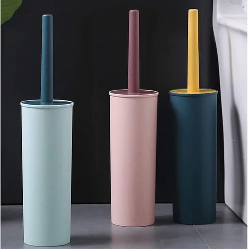 Vista 7 de Escobilla de inodoro y soporte, paquete de 2 cepillos de limpieza profunda, ergonómico, resistente, accesorios de baño de plástico, 1 paquete