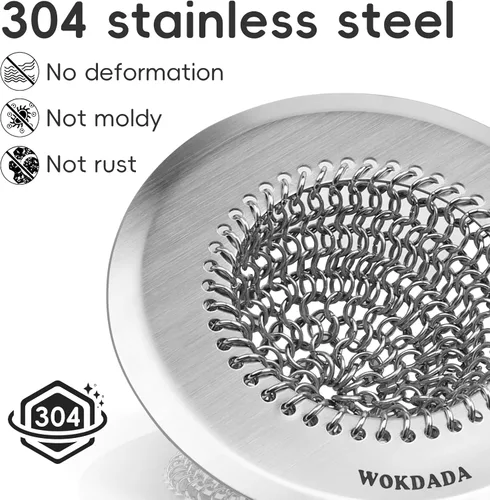 Vista 8 de Wokdada Revolucionario colador de drenaje para fregadero de cocina y tapón de fregadero/malla de cadena reversible patentada, limpieza sin esfuerzo