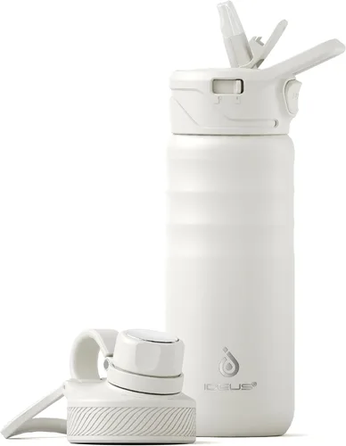 Vista 33 de IDEUS Botella de agua aislada de 12 onzas, botella de agua aislada de acero inoxidable para la escuela, botellas aisladas con pajitas a prueba