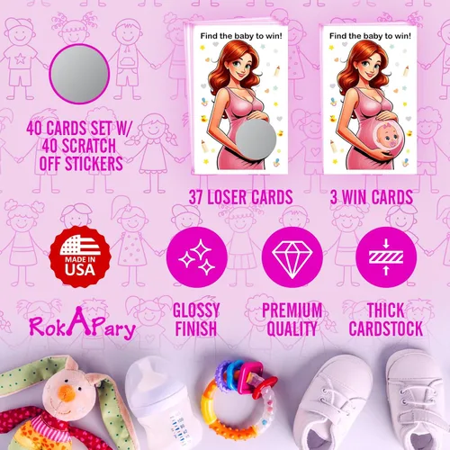 Vista 3 de RokAPary Find the Baby to Win Girl - Juego de rascar para niña, juegos tontos fáciles de jugar, idea divertida, actividad rompehielos para baby