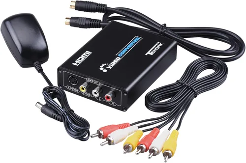Vista 8 de Tendak MINI AV 3RCA conversor de audio CVBS a HDMI para PAL/NTSC con cargador para PS3, TV VHS VCR, DVD.