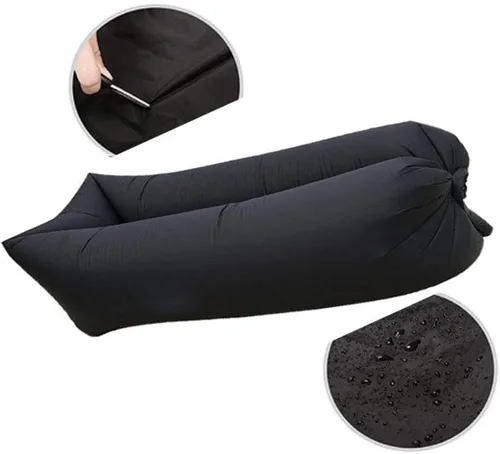Vista 4 de Tumbona inflable silla de aire sofá cama perezoso sofá cama sofá estado durmiendo arena playa Lay Bag Sofá Negro