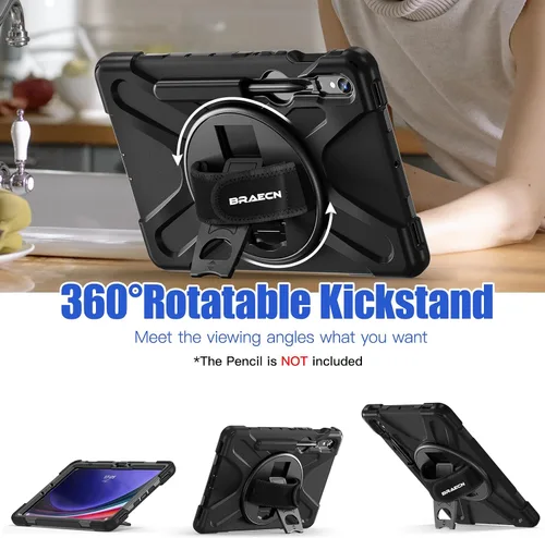 Vista 5 de BRAECNstock Funda para Samsung Galaxy Tab S10 Lite/ S10 FE/ S9 FE/ S9/ S8/ S7 5G Funda de 10.9"/11", Funda Protectora a Prueba de Golpes con Soporte