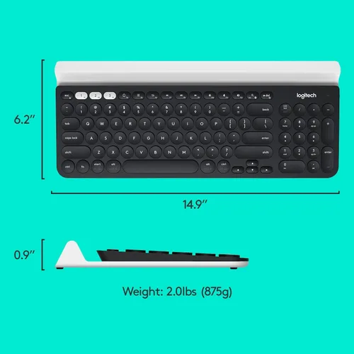 Vista 7 de Logitech K780 Teclado Inalámbrico Multidispositivo para Computadora, Teléfono y Tableta – Compatible con Control de Varios Ordenadores FLOW