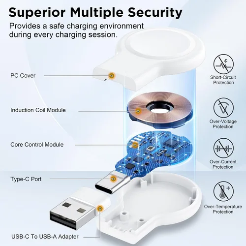 Vista 7 de para Apple Watch Charger, cargador portátil magnético de doble Aa-blanco