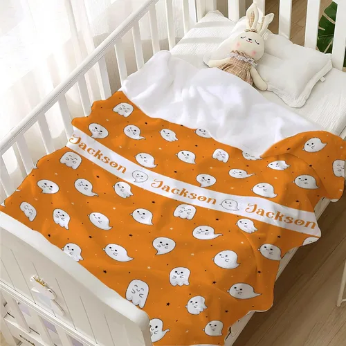 Vista 4 de Cute Ghosts - Manta de bebé personalizada para recién nacido, regalos para Halloween y Navidad, 40 x 30 pulgadas