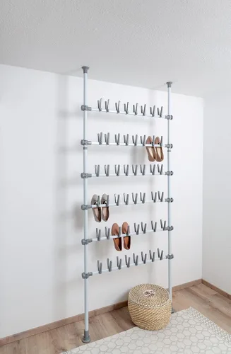 Vista 7 de Wenko Zapatero organizador ajustable, blanco/gris, 94 x 165-118.1 x 3.5 in