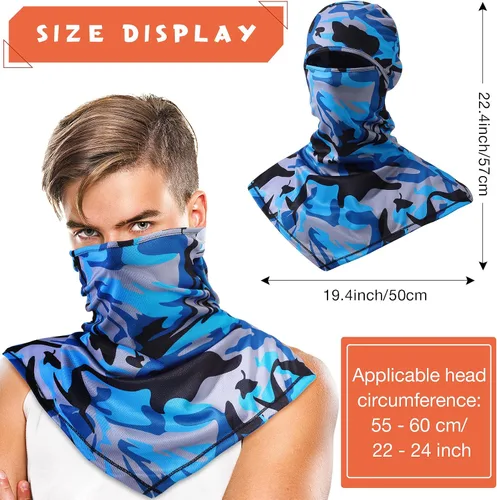 Vista 2 de Pasamontañas de 4 piezas para cubrir la cara, pasamontañas de verano, protección solar, cubierta de cuello largo para hombres y mujeres