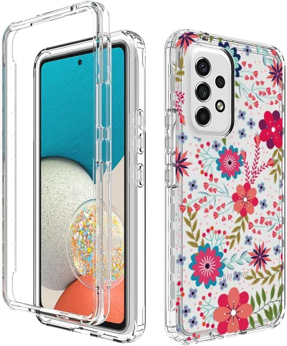 Vista 6 de Funda para Galaxy A53 5G/para Samsung A536U con protector de pantalla de vidrio templado, suave 360 cuerpo completo, a prueba de golpes, híbrida
