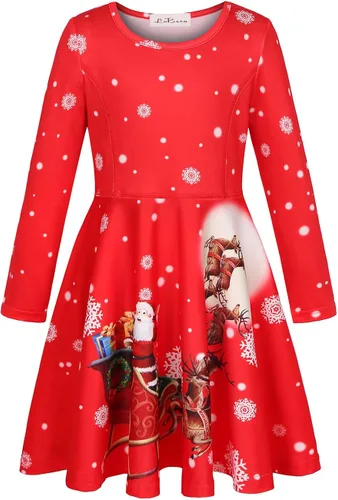 Vista 2 de LaBeca - Vestido sin mangas o de manga larga para niñas vestidos casuales con diseño de unicornio o sirena para niñas pequeñas o grandes