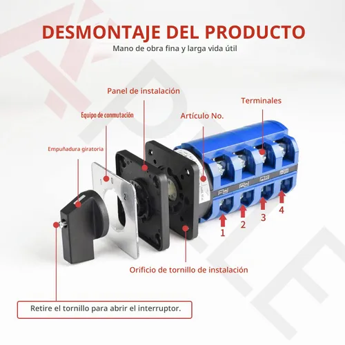 Vista 7 de APIELE Cambio Selector Caja 63A 3 Posición 12 Terminales Postes 440V 3 Fase Universal Rotary Cam Selector