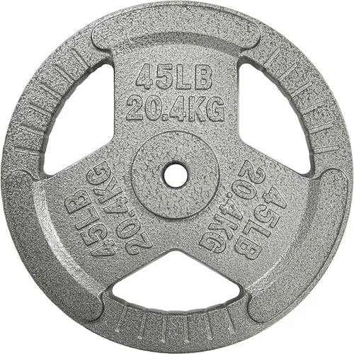 Vista 13 de HulkFit Juego de discos de peso de hierro fundido de 1 o 2 pulgadas con asas de agarre múltiple y revestimiento de esmalte para barras