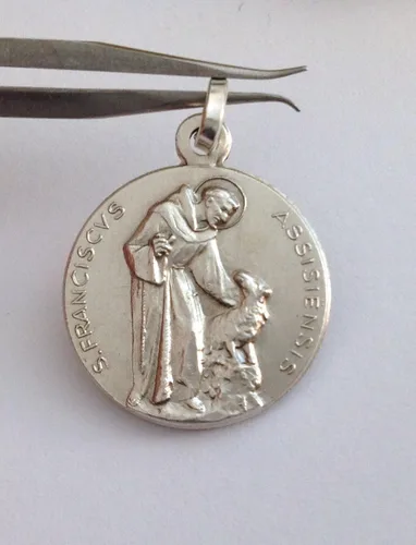 Vista 2 de I G J MEDALLA DE SAN FRANCISCO DE ASISI PLATA 925 - 100% HECHO EN ITALIA