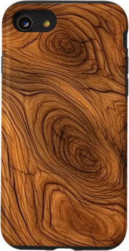 Vista 17 de iPhone 7 Plus/8 Plus elegante estampado de grano de madera marrón intenso estuche con estampado
