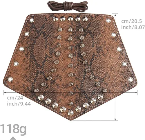 Vista 5 de Jeilwiy Pulsera de guante de cuero, brazaletes medievales, muñequera vikinga, caballero LARP, brazos vikingos, disfraz renacentista
