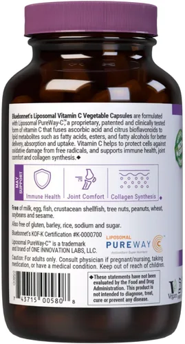 Vista 3 de BlueBonnet Nutrición Vitamina C liposomal 1000 mg, hecha con aceite de girasol, comodidad inmunológica y articular*, vegano, kosher, sin OMG, sin