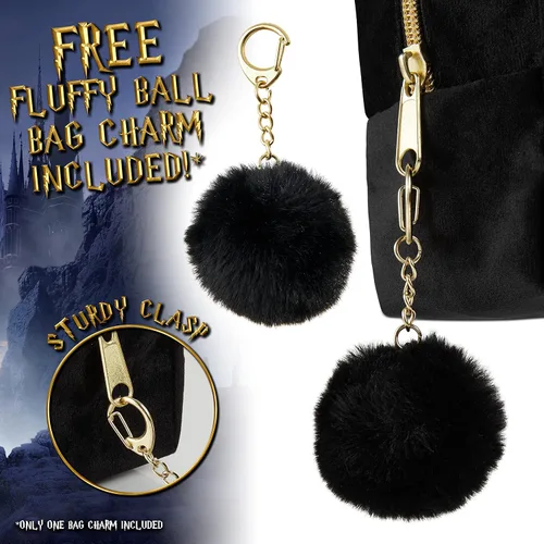 Vista 5 de Harry Potter Regalos para mujeres, bolsa de maquillaje de terciopelo, bolsa de cosméticos, organizador de viaje, pequeña bolsa de aseo para Negro