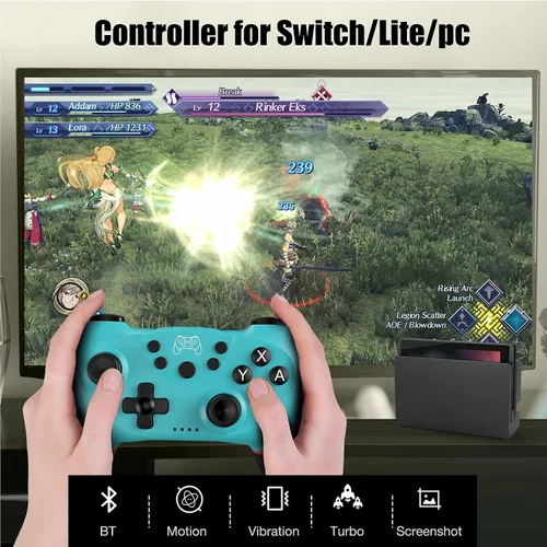 Vista 6 de Diswoe Controlador de interruptor, controlador de interruptor Bluetooth para SwitchSwitch Lite, controlador de interruptor inalámbrico con turbo