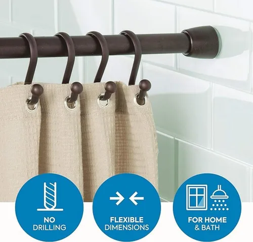Vista 2 de InterDesign Cameo - Barra de cortina ajustable y personalizable para bañera, ducha, ropero, puerta