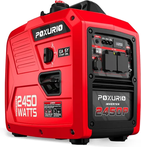 Vista 16 de Generador inversor de combustible dual de 2450 vatios para uso doméstico, tanque de combustible grande de 1.6 galones hasta 8.3 horas de uso
