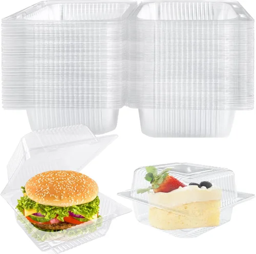 Vista 9 de Jizvxe Paquete de 100 Recipientes de Comida Cuadrados de Plástico Transparente con Bisagras, Recipientes de Plástico Desechables para Llevar