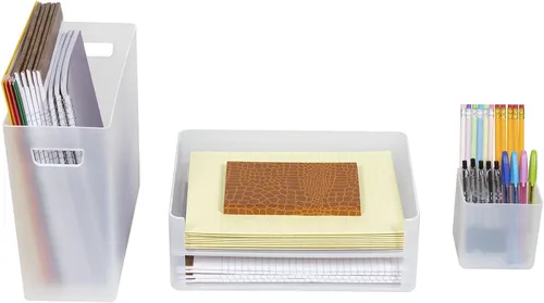 Vista 4 de Sorbus Juego de organizador de escritorio para suministros de oficina y accesorios para el hogar, caja de organización de archivos de papel, bandeja