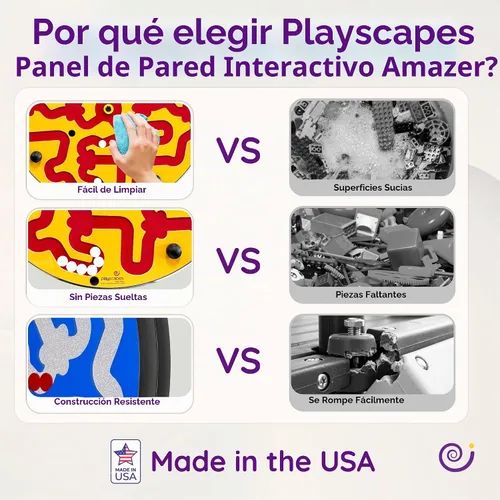 Vista 9 de Amazer - Tabla de actividades de pared para niños pequeños, actividad interactiva de pared para niños, juego colorido de rueda de laberinto Azul