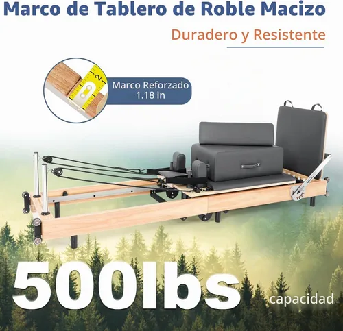 Vista 4 de Foldable Oak Wood Pilates Reformer Machine for Home and Studio Training