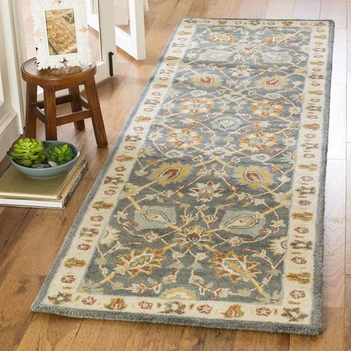 Vista 21 de SAFAVIEH Classic Collection - Alfombra decorativa de 2 x 3 pies, marfil y azul claro, hecho a mano, lana oriental tradicional, ideal para zonas
