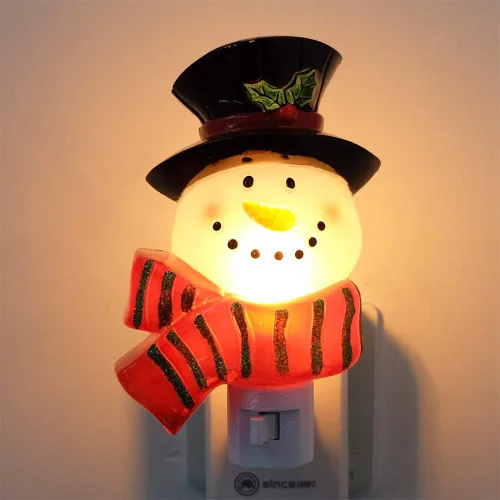 Vista 2 de Luz nocturna de decoración navideña enchufable con interruptor de encendido/apagado manual, luz nocturna para niños, bombilla incandescente incluida