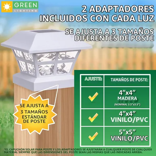 Vista 2 de GreenLighting Evolve - Luces solares blancas para postes – Tapas de poste de 4 x 4 y luces de poste para exteriores – Luces solares impermeables