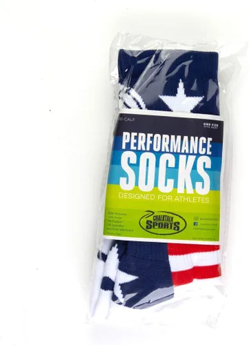 Vista 7 de Crew Woven Mid-Calf Volleyball Socks USA Red & White Blue