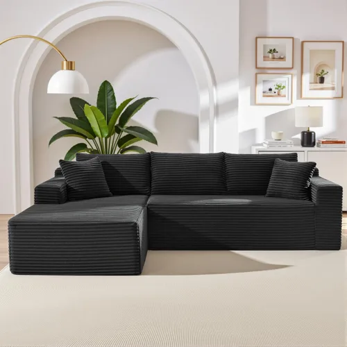 Vista 31 de Sofá seccional modular de 110", sofá seccional Cloud con asiento profundo, sofás tapizados sin huesos para sala de estar, sofá modular moderno