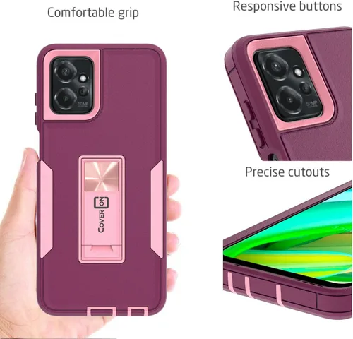 Vista 4 de CoverON Funda rígida diseñada para Motorola Moto G Power 5G, resistente grado militar A de doble capa híbrida de TPU suave, cubierta de plástico