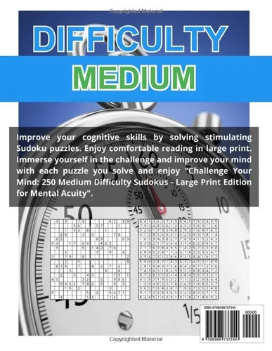 Vista 2 de Challenge Your Mind - VOL 5 250 Medium Difficulty Sudokus - Large Print Edition for Mental Acuity
